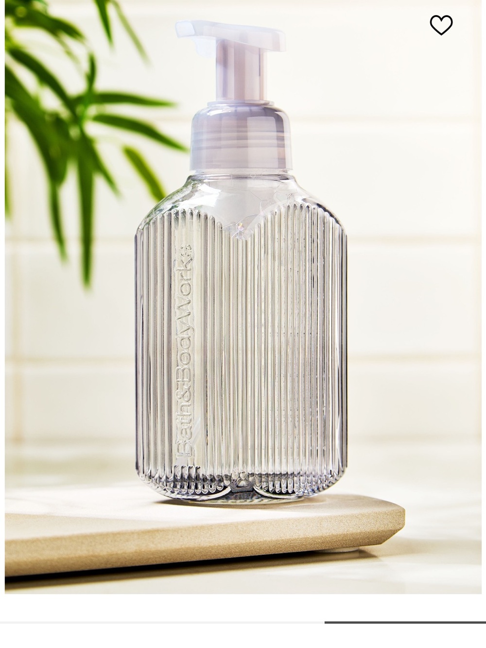 Bath & Body Works Clear Ribbed Foaming Soap Dispenser with Pale grey Pump
